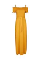 Dorothy Perkins Yellow Shirred Cold Shoulder Maxi Dress