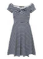 Dorothy Perkins Navy Striped Bow Fit And Flare Dress