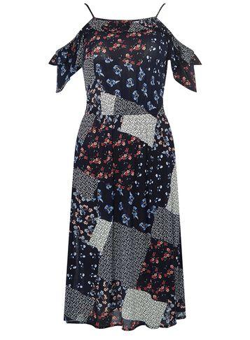 Dorothy Perkins Navy Patchwork Midi Dress