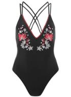 Dorothy Perkins *dp Beach Black Embroidered Swimsuit