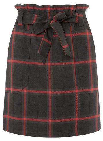 Dorothy Perkins Charcoal Red Grid Mini Skirt