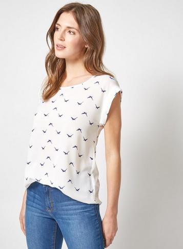 *billie & Blossom Off White Bird Print Shell Top