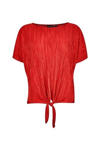 Dorothy Perkins Rust Tie Front Plisse Top