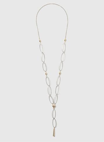 Dorothy Perkins Silver Mixed Metal Oval Link Necklace