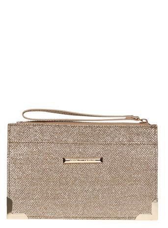 Dorothy Perkins Gold Metal Corner Wristlet Bag