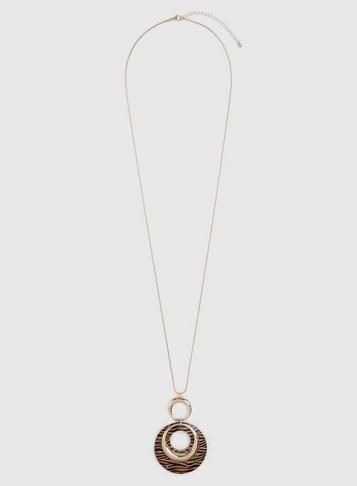 Dorothy Perkins Brown Animal Print Disc Necklace