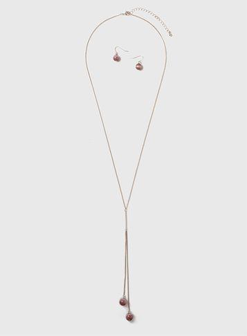 Dorothy Perkins Rose Gold Catseye Necklace And Earrings Set