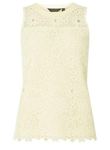 Dorothy Perkins Lemon Daisy Lace Shell Top
