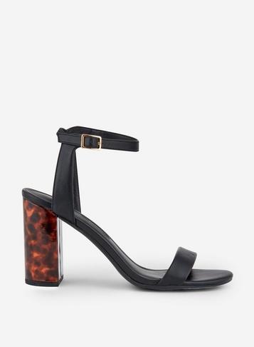 Dorothy Perkins Black 'shimmer' Block Heel Sandals