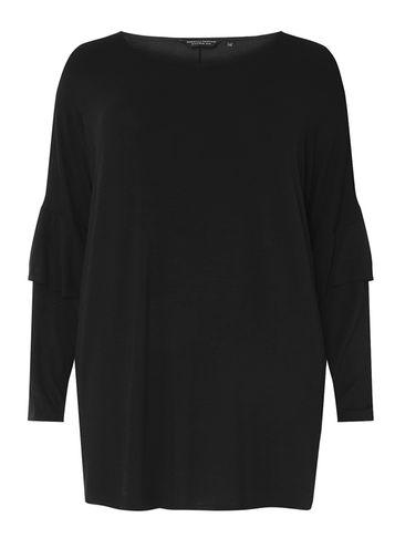 Dorothy Perkins Dp Curve Black Frill Sleeve Jersey Top