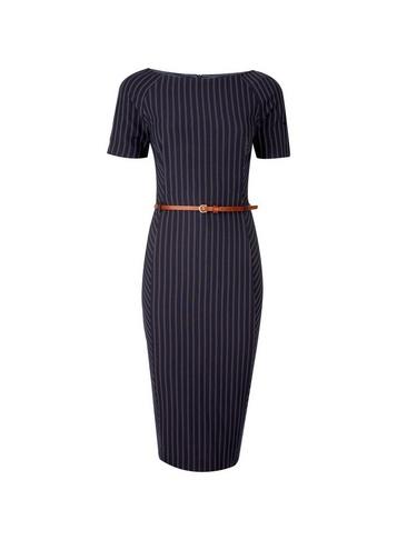 Dorothy Perkins Blue Double Striped Belted Dress