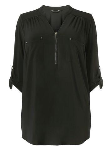 Dorothy Perkins Dp Curve Black Zip Jersey Shirt