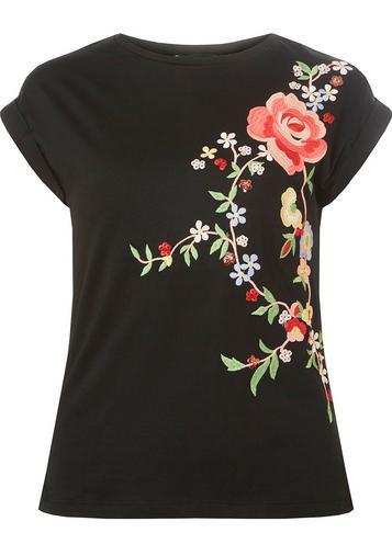 Dorothy Perkins Black Sequin Embroidered T-shirt