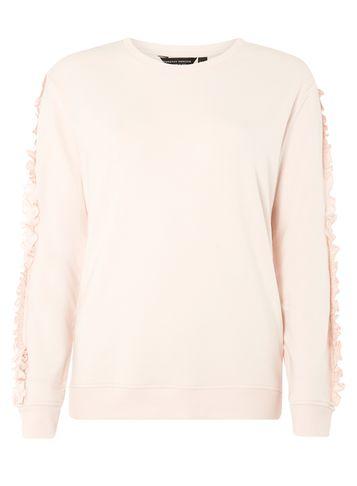 Dorothy Perkins Breast Cancer Care Pink Ruffle Sleeve Sweat