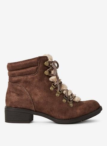 Dorothy Perkins Wide Fit Brown 'abbie' Lace Up Boots