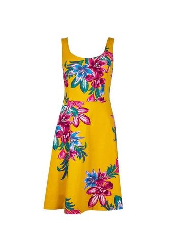 Dorothy Perkins Yellow Floral Print Seam Fit And Flare Dress