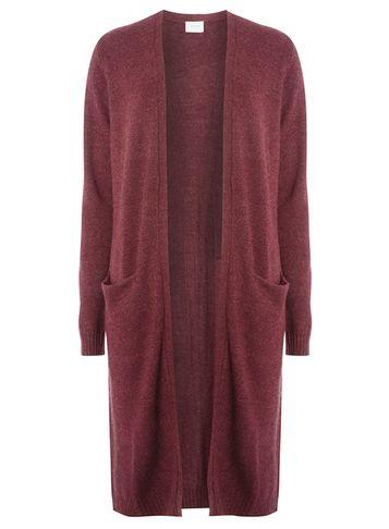 Dorothy Perkins *vila Purple Fig Long Knitted Cardigan