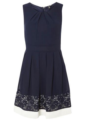 Dorothy Perkins *izabel London Navy Floral Lace Hem Dress