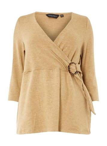 Dorothy Perkins *dp Curve Camel Brushed Buckle Wrap Top
