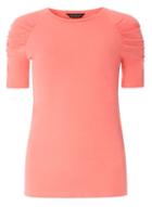 Dorothy Perkins Coral Ruched Sleeve T-shirt
