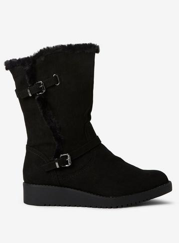 Dorothy Perkins Wide Fit Black 'tame' Biker Boots