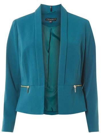 Dorothy Perkins Teal Cropped Zip Jacket
