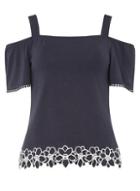 Dorothy Perkins Navy Trim Cold Shoulder Top