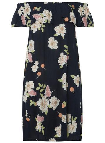 Dorothy Perkins *tall Black Floral Bardot Dress