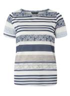 Dorothy Perkins Blue And Ivory Textured Stripe Tee