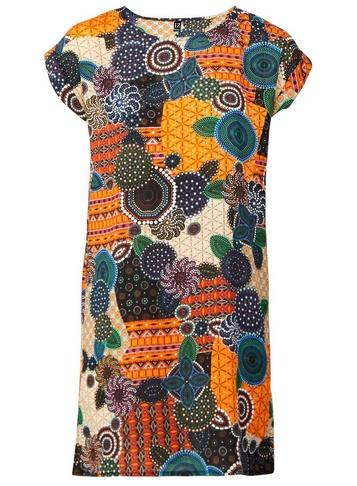 *izabel London Orange Mosaic Print Dress
