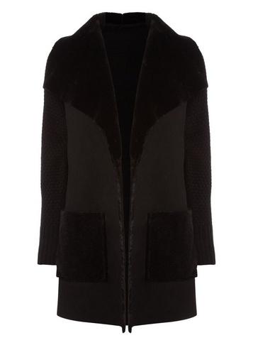 Dorothy Perkins *roman Originals Black Faux Shearling Cardigan