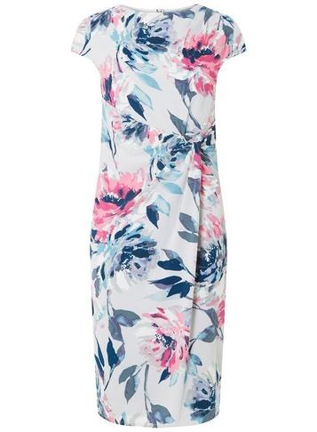 *lily & Franc Grey Floral Manipulated Bodycon Dress