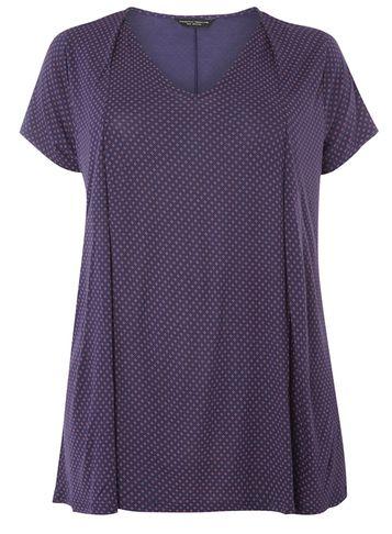 Dorothy Perkins *dp Curve Navy Spot Pleat Front Top