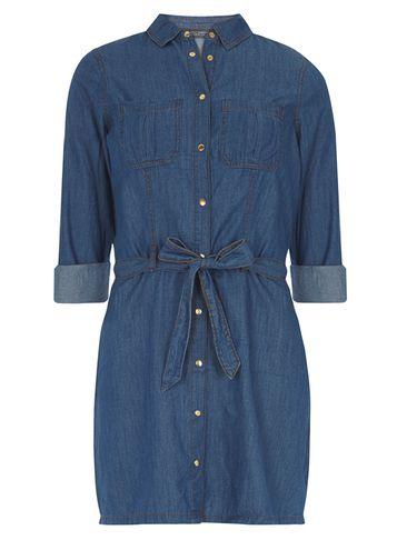 Dorothy Perkins *tall Mid Wash Denim Shirt Dress