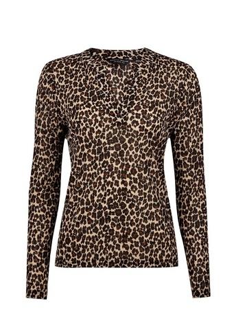 Dorothy Perkins Multi Coloured Leopard Print Nehru Collar Top