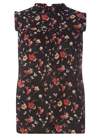 Dorothy Perkins Black Floral High Neck Top