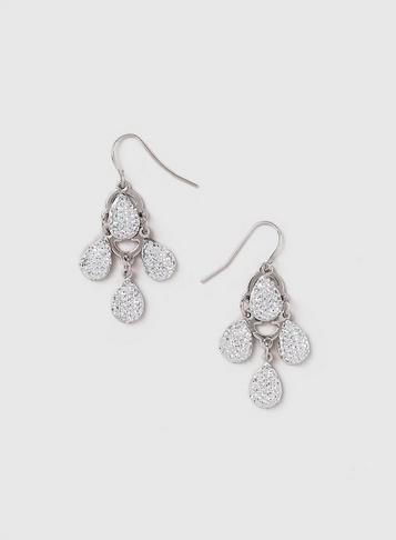 Dorothy Perkins Silver Look Rhinestone Petal Drop Earrings
