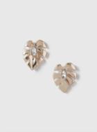 Dorothy Perkins Gold Leaf And Rhinestone Earrings