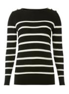 Dorothy Perkins Black Monochrome Stripe Button Jumper