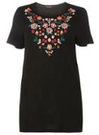 Dorothy Perkins Dp Curve Black Floral Embroidered T-shirt