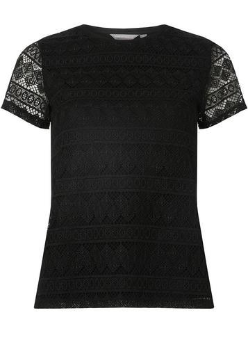 Dorothy Perkins Petite Black Lace T-shirt