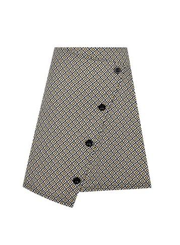 Dorothy Perkins *yellow Geometric Print Button Skirt