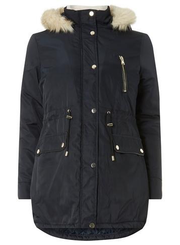 Dorothy Perkins Petite Navy And Cream Parka