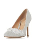 *head Over Heels By Dune Silver Ayria Heeled Court Shoes