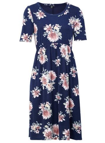 *izabel London Navy Floral Print Fit And Flare Dress