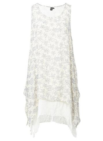 *izabel London White Floral Print Layered Hem Shift Dress