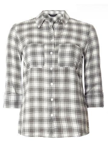 Dorothy Perkins Ivory And Grey Gingham Shirt