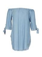 Dorothy Perkins *voulez Vous Blue Tie Sleeve Bardot Dress