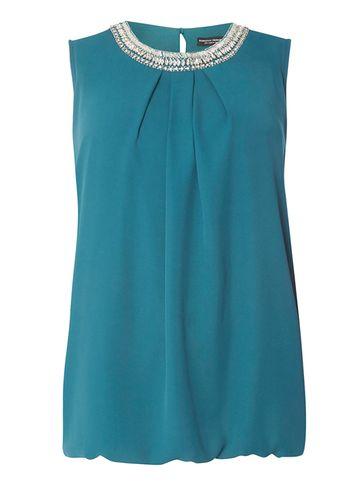 Dorothy Perkins Dp Curve Teal Bubble Hem Embellished Top