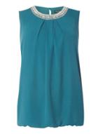 Dorothy Perkins Dp Curve Teal Bubble Hem Embellished Top